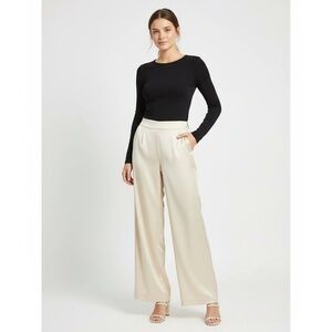 Express Women's Ivory Satin Wide Leg Trouser,‎ Size 14S